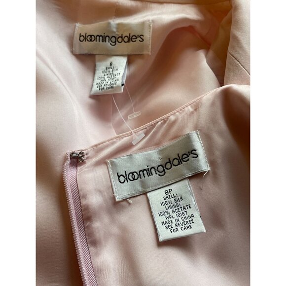 100% silk dress blazer set pink sheath stunning 80's suit sz 8 Vintage classic - Picture 3 of 14